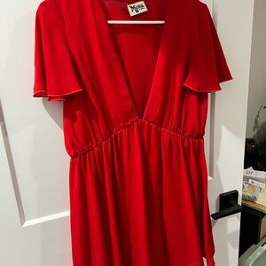 Show Me Your MuMu Red Flutter Sleeve Mini Dress